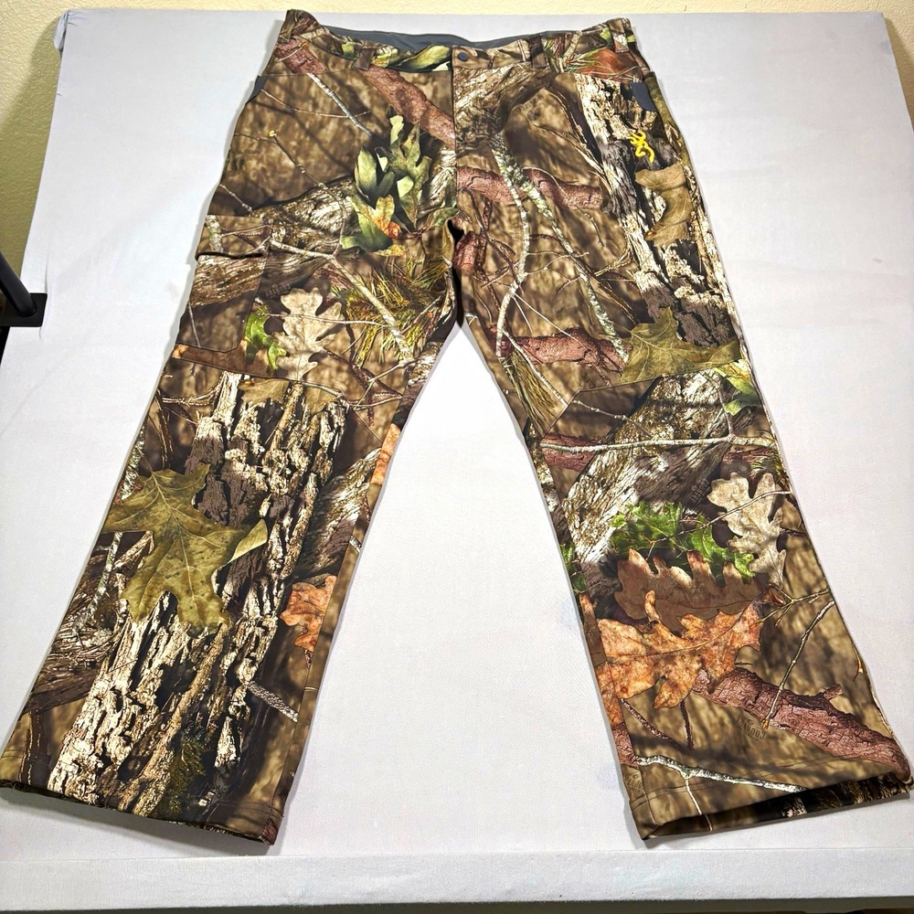 Browning Camo Hunting Pants Mens 42X31 Mossy Oak Whisper-Quiet Moisture-Wicking